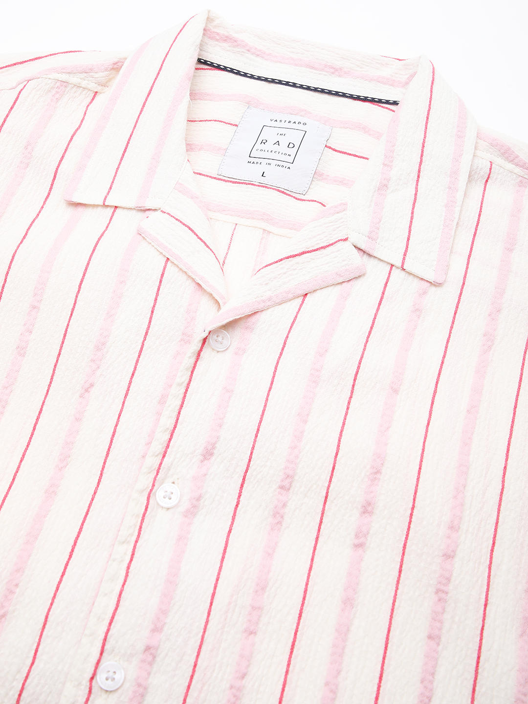Premium Cotton White & Pink Dobby Striped Oversized Shirt