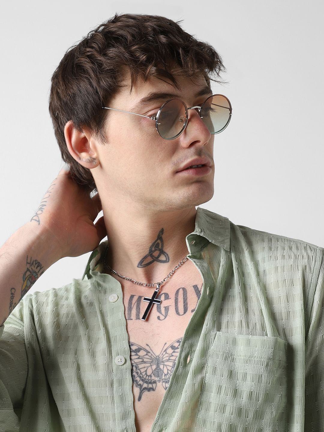 Pista Green Dobby Striped Shirt