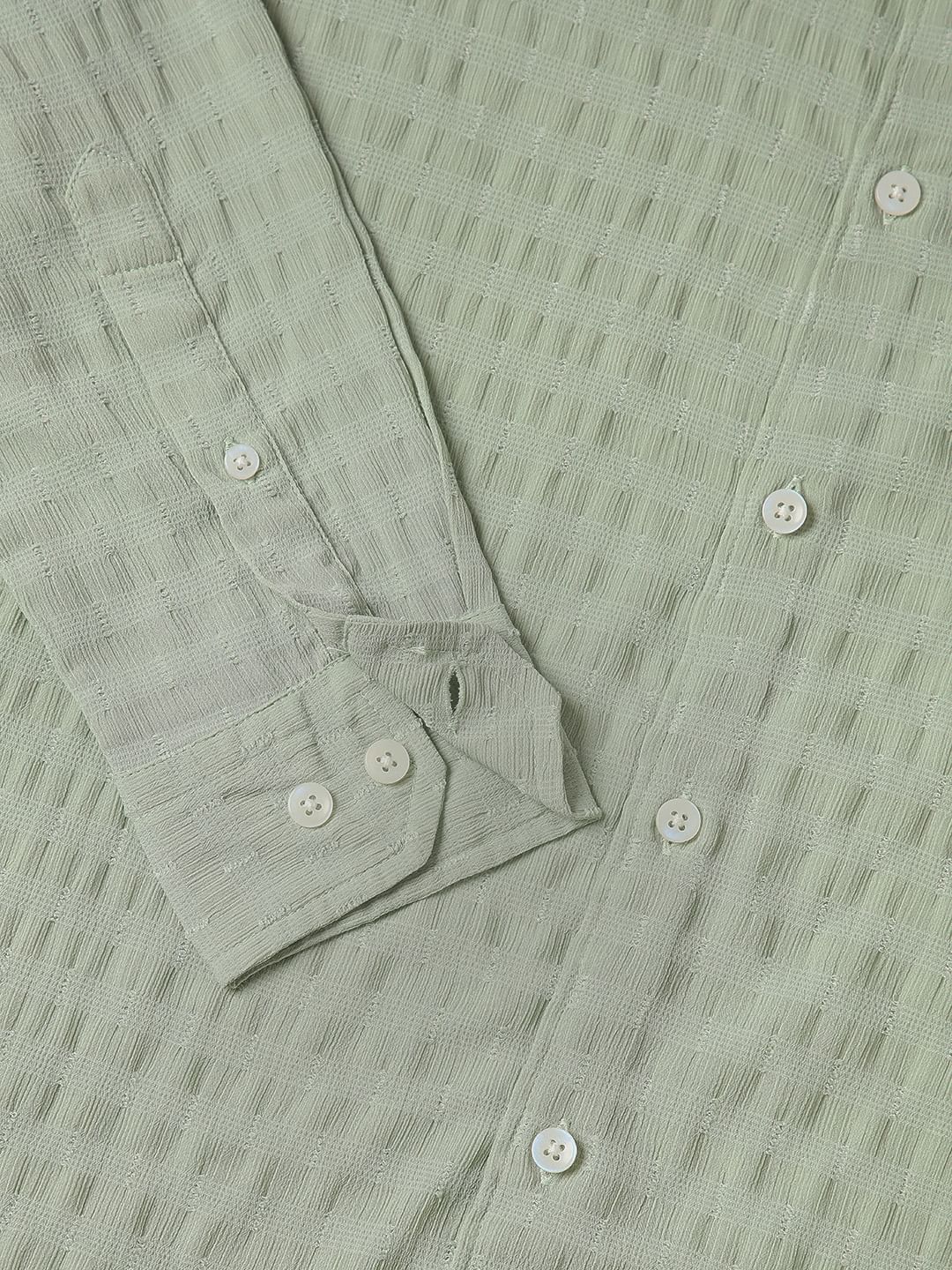 Pista Green Dobby Striped Shirt