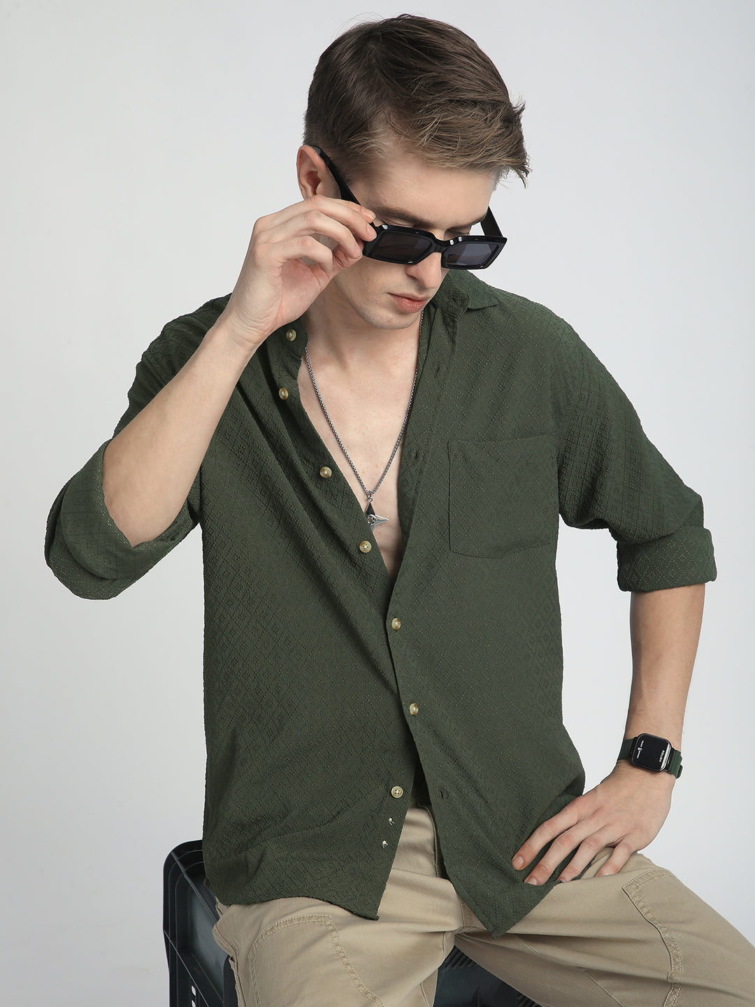 Forest Green Luxe Jacquard Shirt
