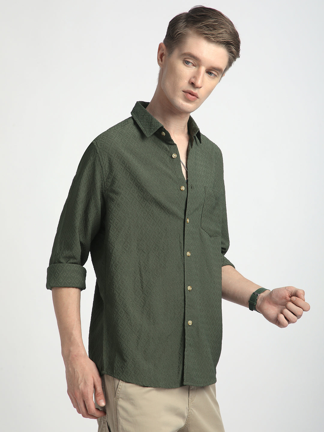 Forest Green Luxe Jacquard Shirt