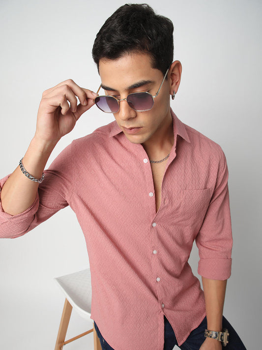 Georgia Peach Diamond Jacquard Shirt