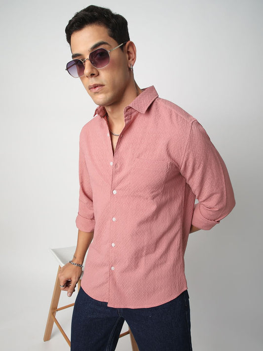 Georgia Peach Diamond Jacquard Shirt