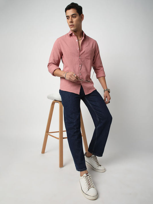 Georgia Peach Diamond Jacquard Shirt