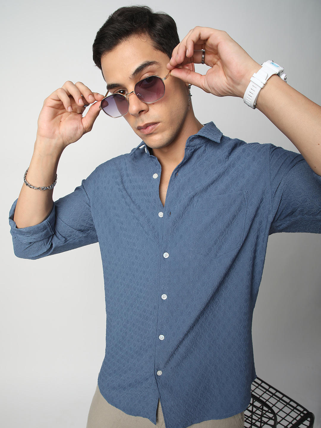 Aegean Blue Jacquard Shirt