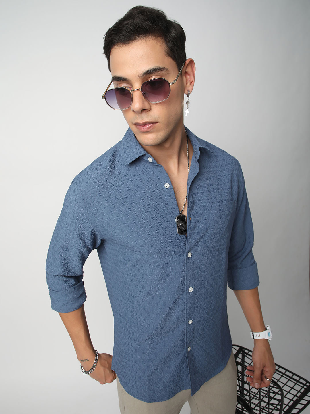 Aegean Blue Jacquard Shirt