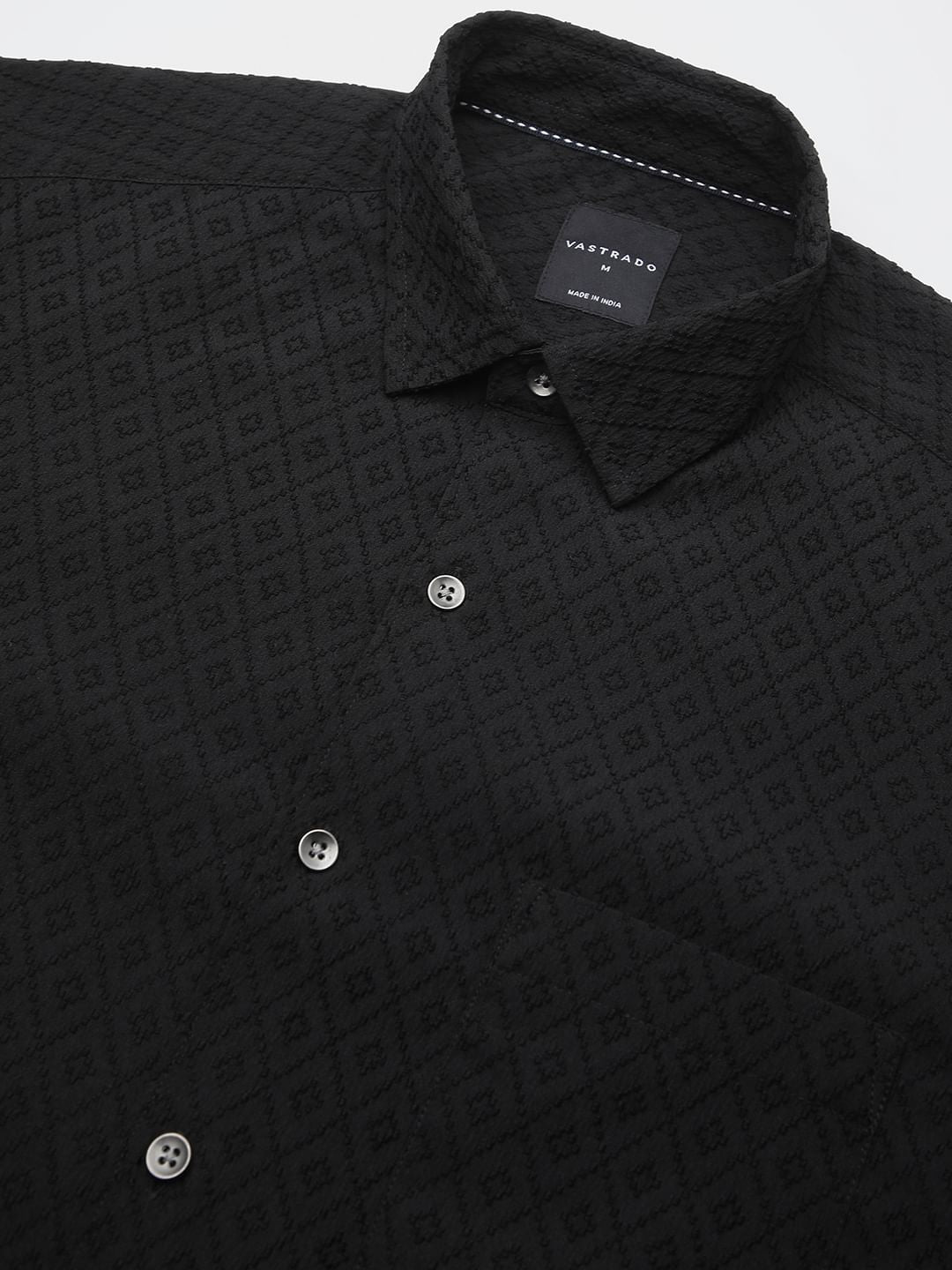 Black Explicit Diamond Jacquard Shirt