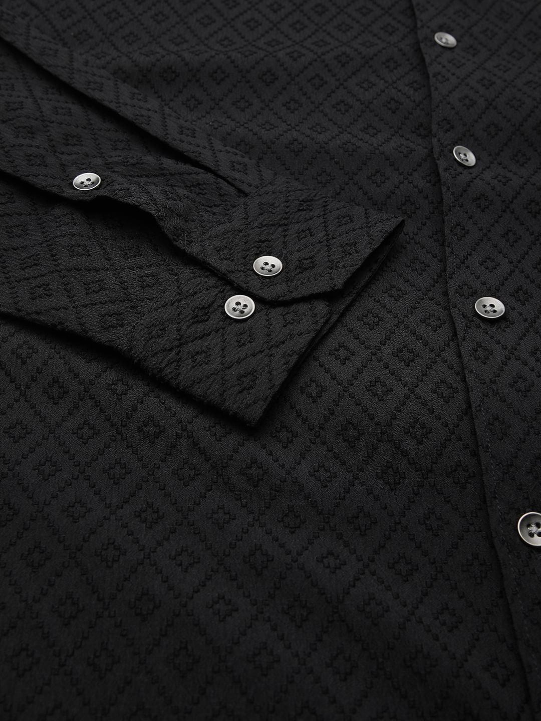 Black Explicit Diamond Jacquard Shirt