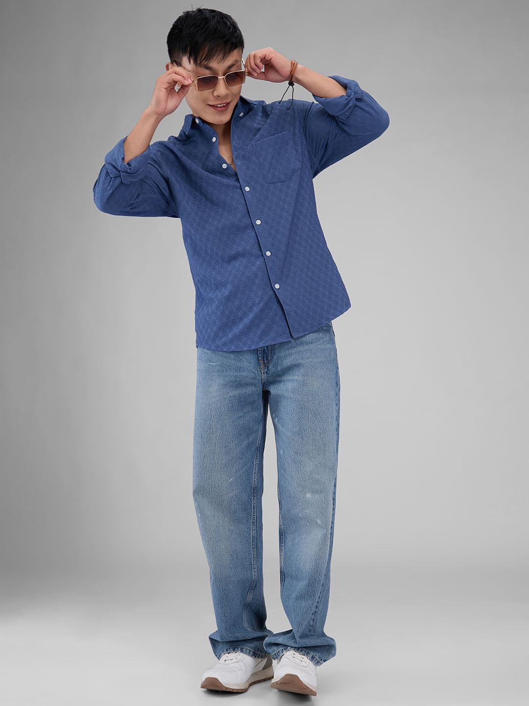 Prussian Blue Jacquard Shirt