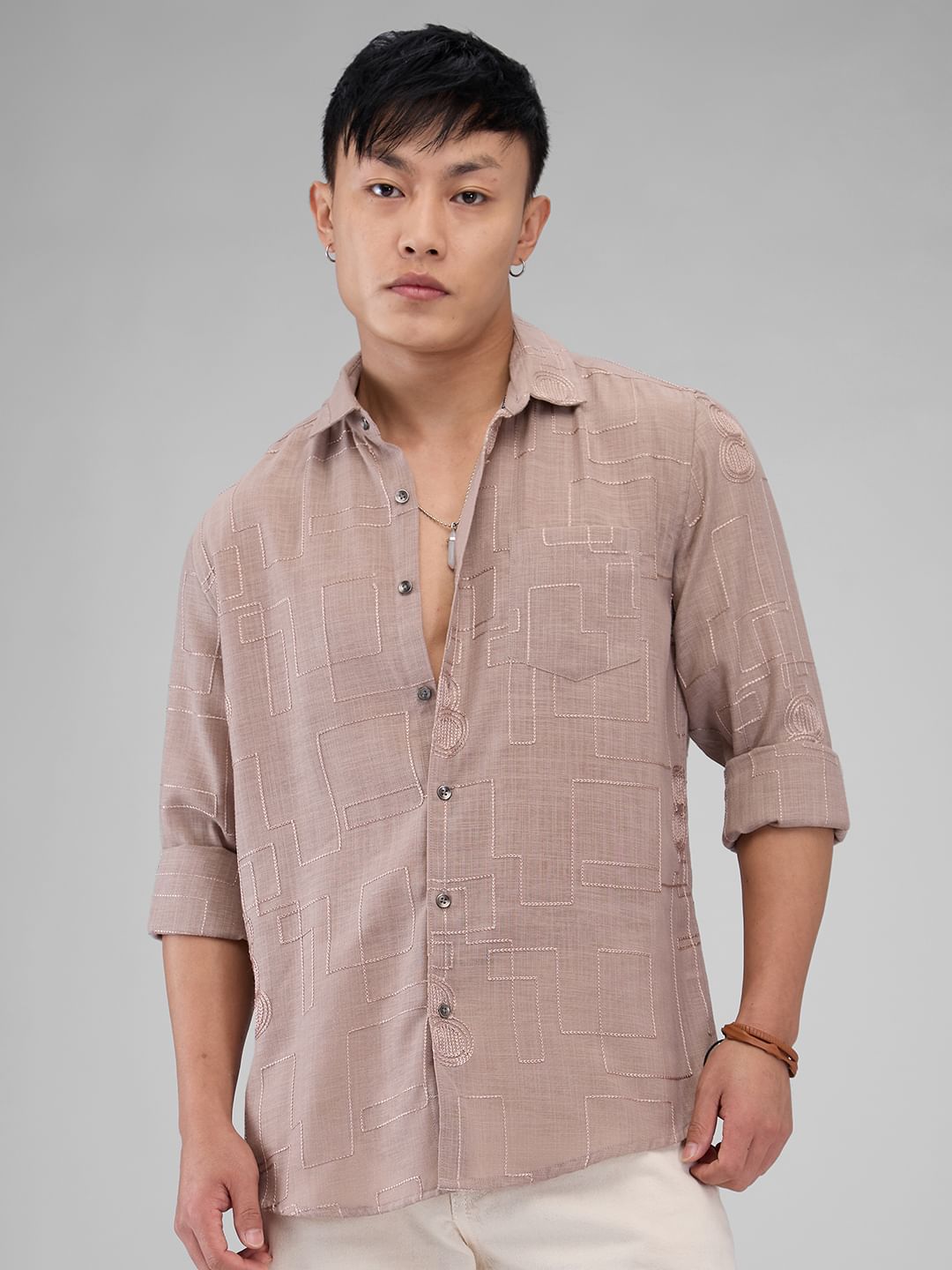 Chilean Pink Intricate Embroidered Shirt