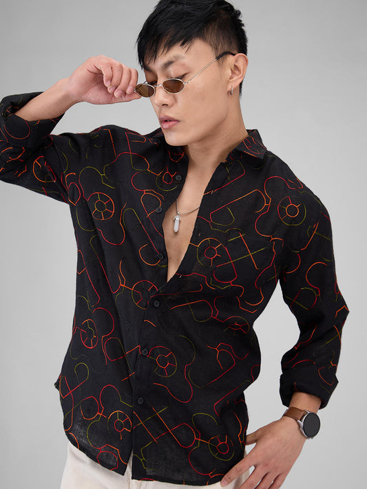 Ablaze Embroidered Black Shirt