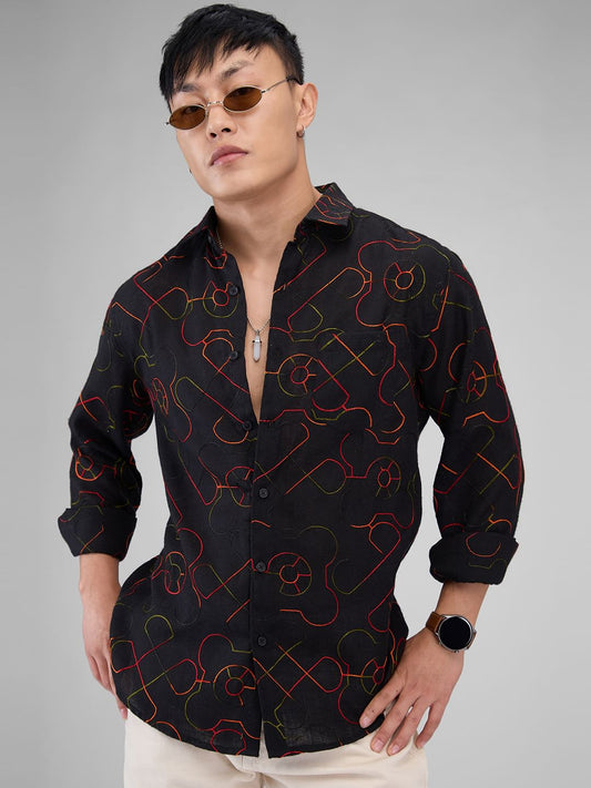 Ablaze Embroidered Black Shirt