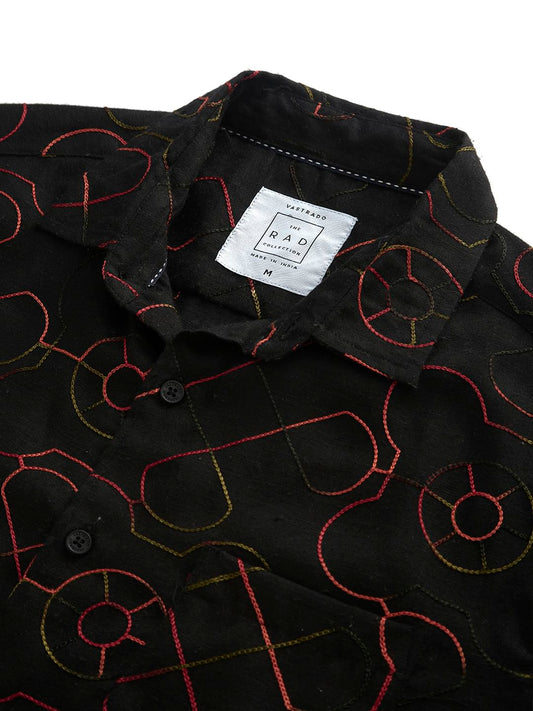 Ablaze Embroidered Black Shirt