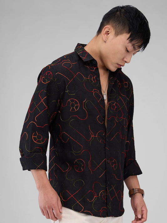 Ablaze Embroidered Black Shirt