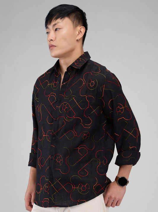 Ablaze Embroidered Black Shirt