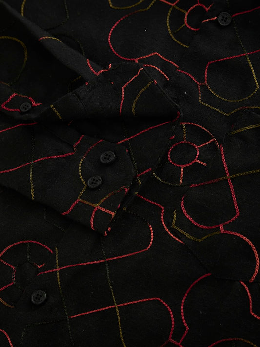Ablaze Embroidered Black Shirt