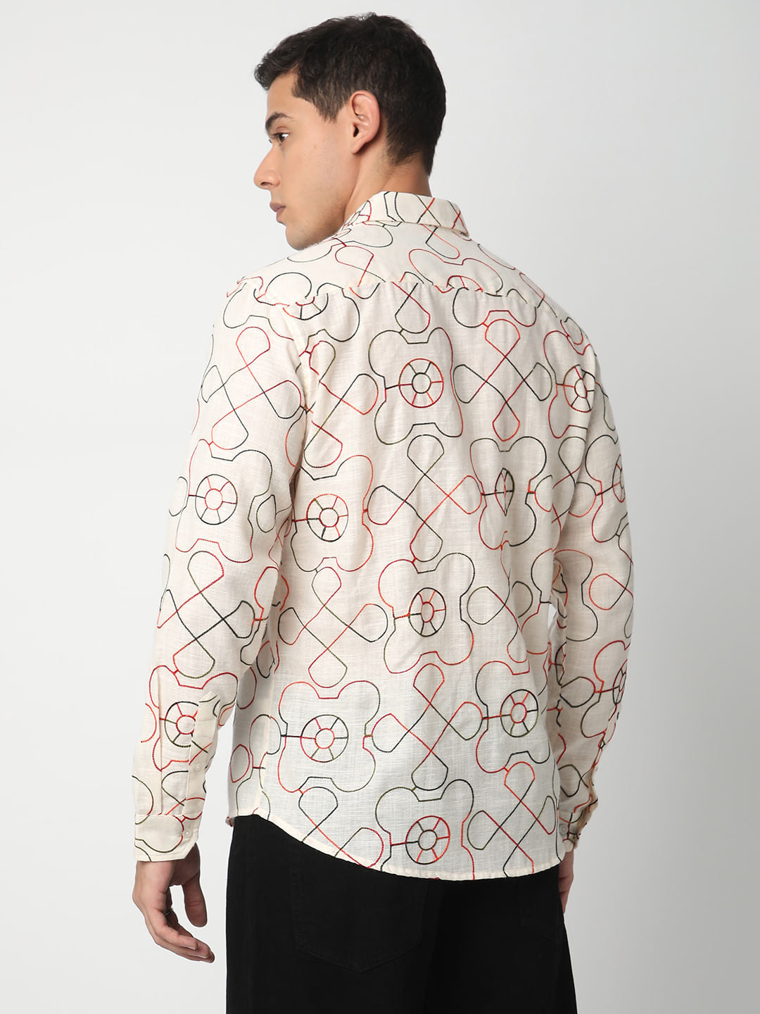 Vibrant Off-White Embroidered Shirt