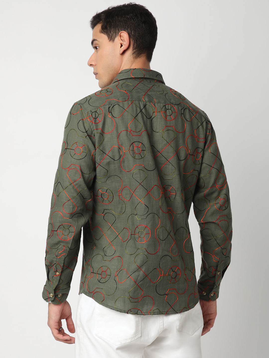 Vibrant Pine Green Embroidered Shirt