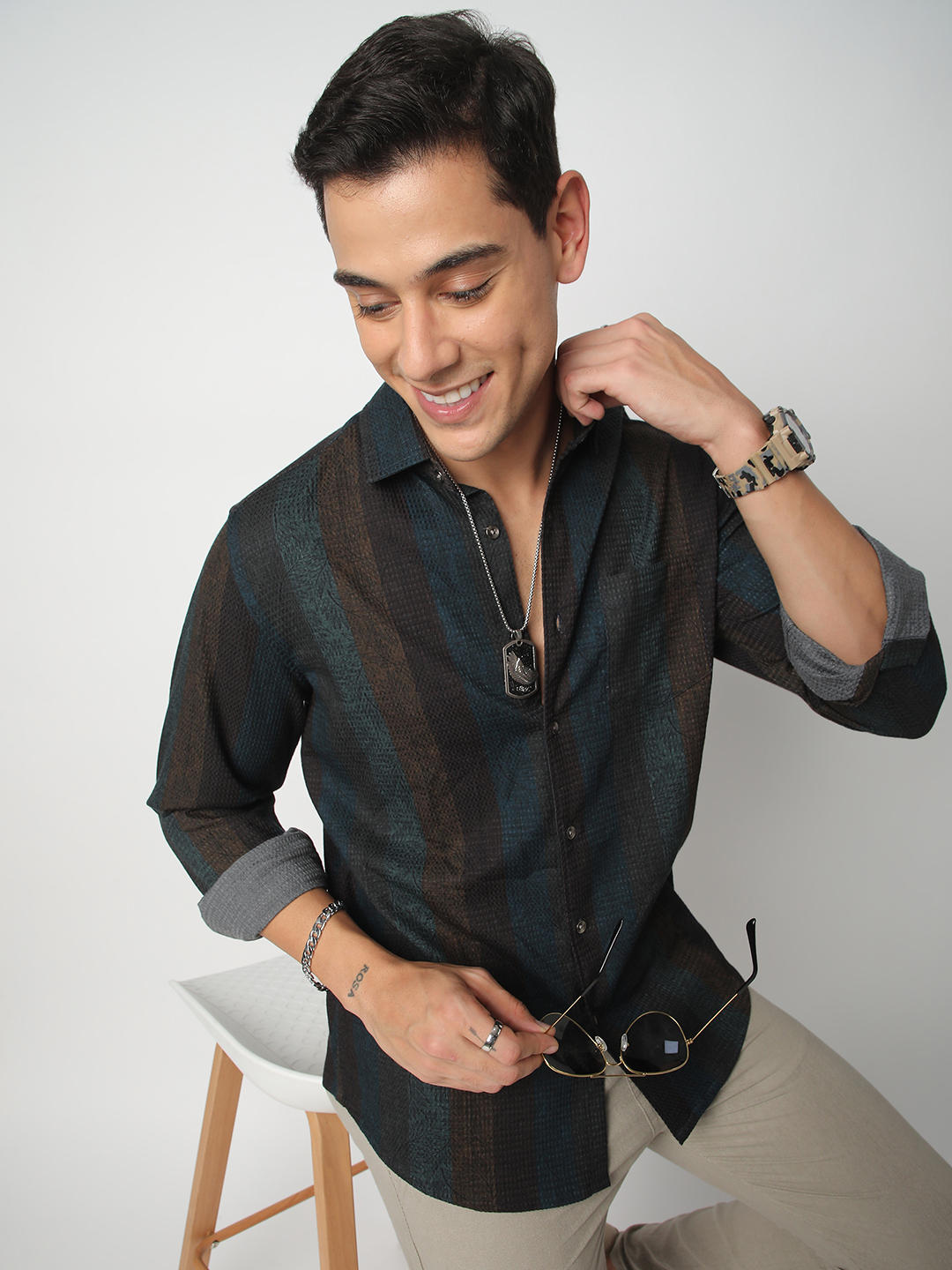 Waffle Multicolour Abstract Textured Shirt