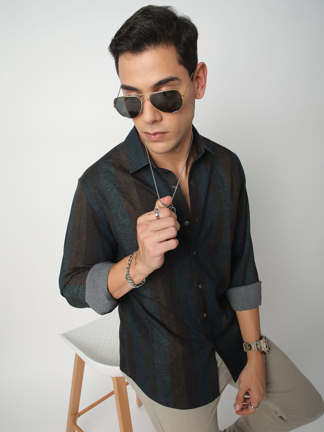 Waffle Multicolour Abstract Textured Shirt