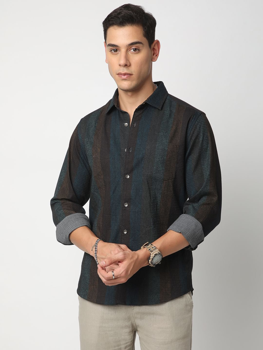 Waffle Multicolour Abstract Textured Shirt
