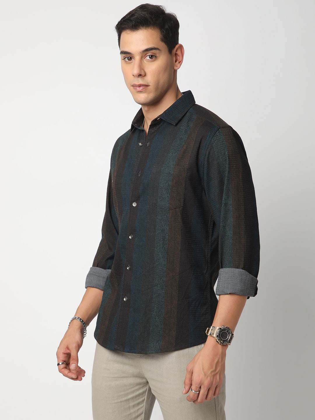 Waffle Multicolour Abstract Textured Shirt