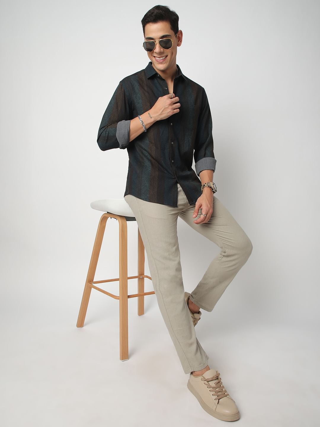 Waffle Multicolour Abstract Textured Shirt