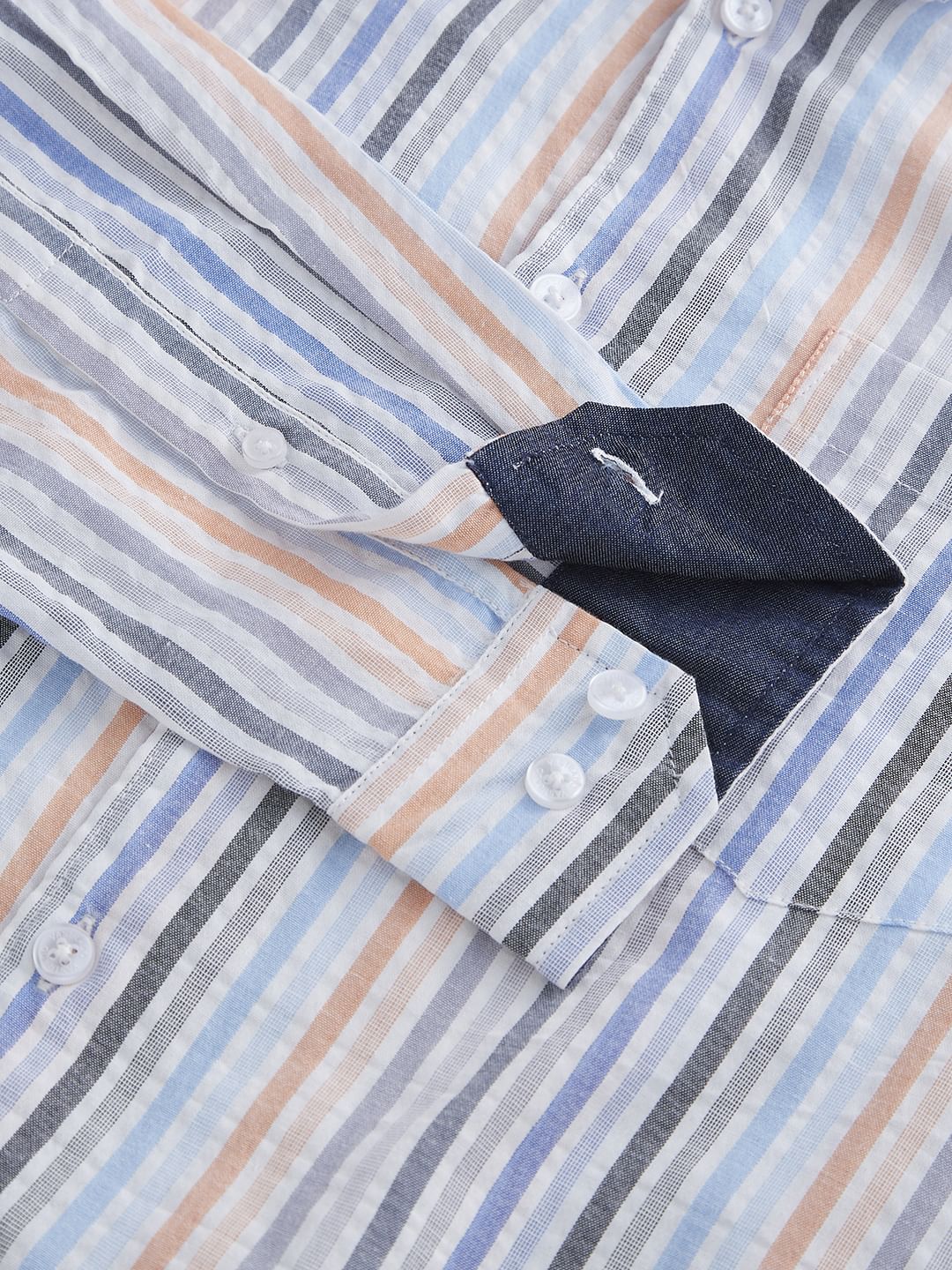 Multicolour Roman Striped Seersucker Shirt