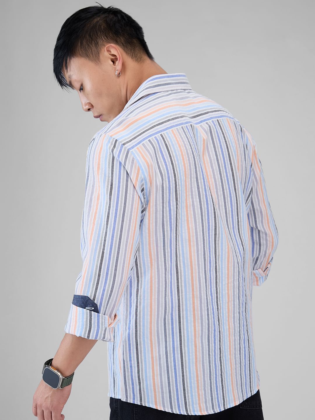 Multicolour Roman Striped Seersucker Shirt