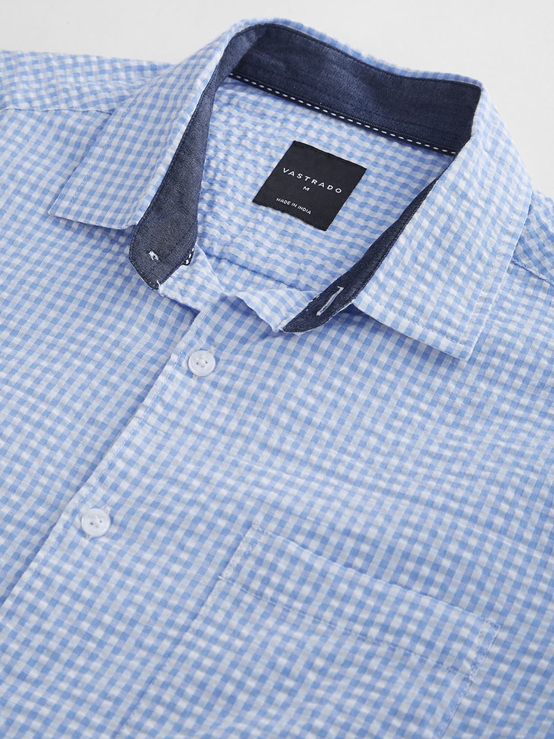 Tiny Blue Checkered Seersucker Shirt