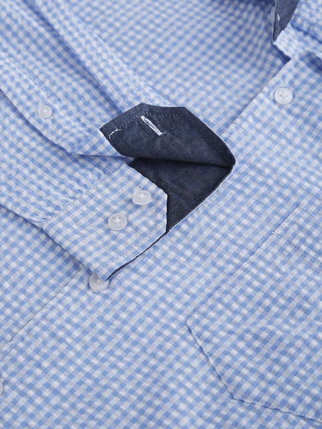 Tiny Blue Checkered Seersucker Shirt