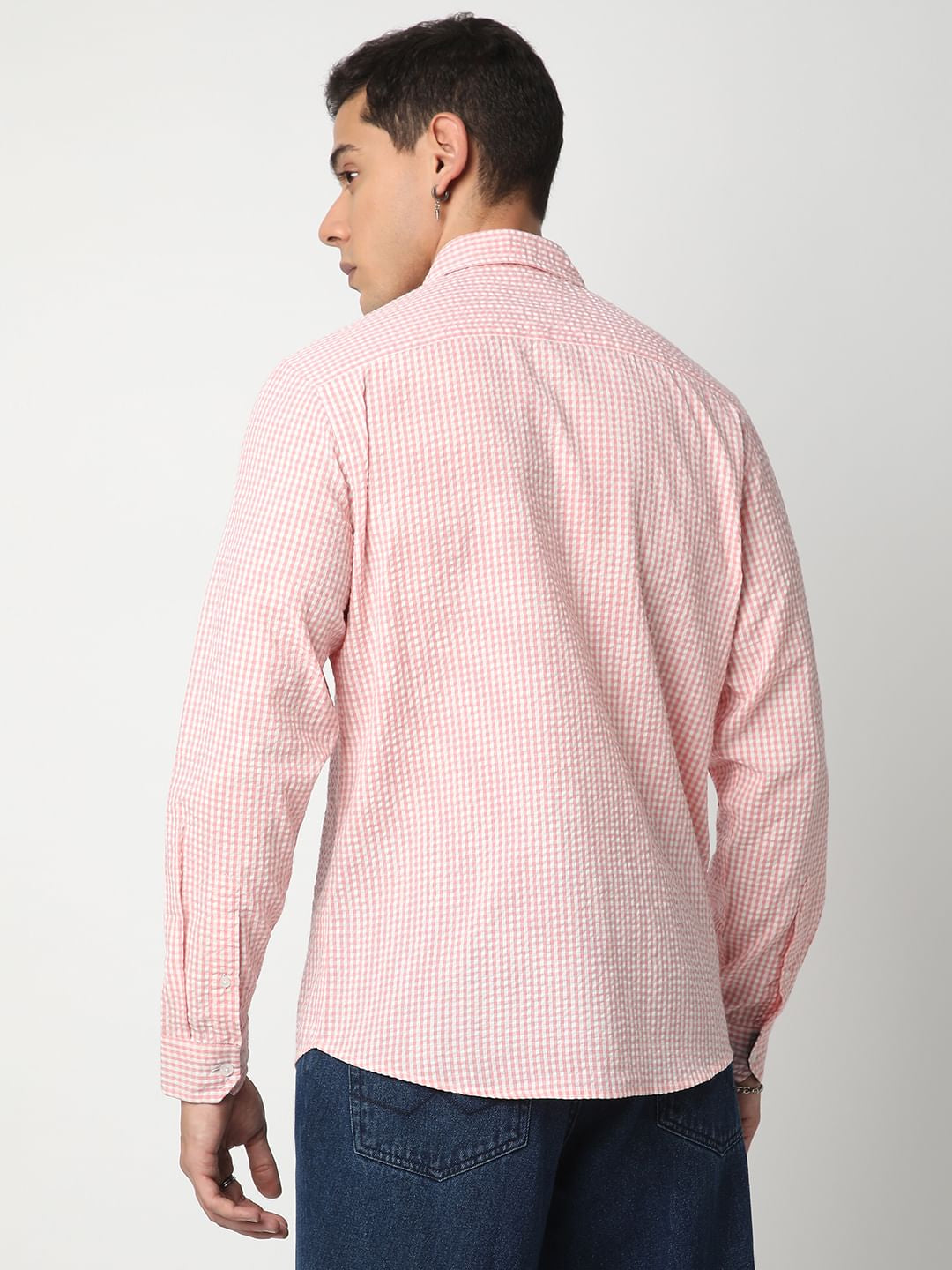 Tiny Checkered Pink Seersucker Shirt