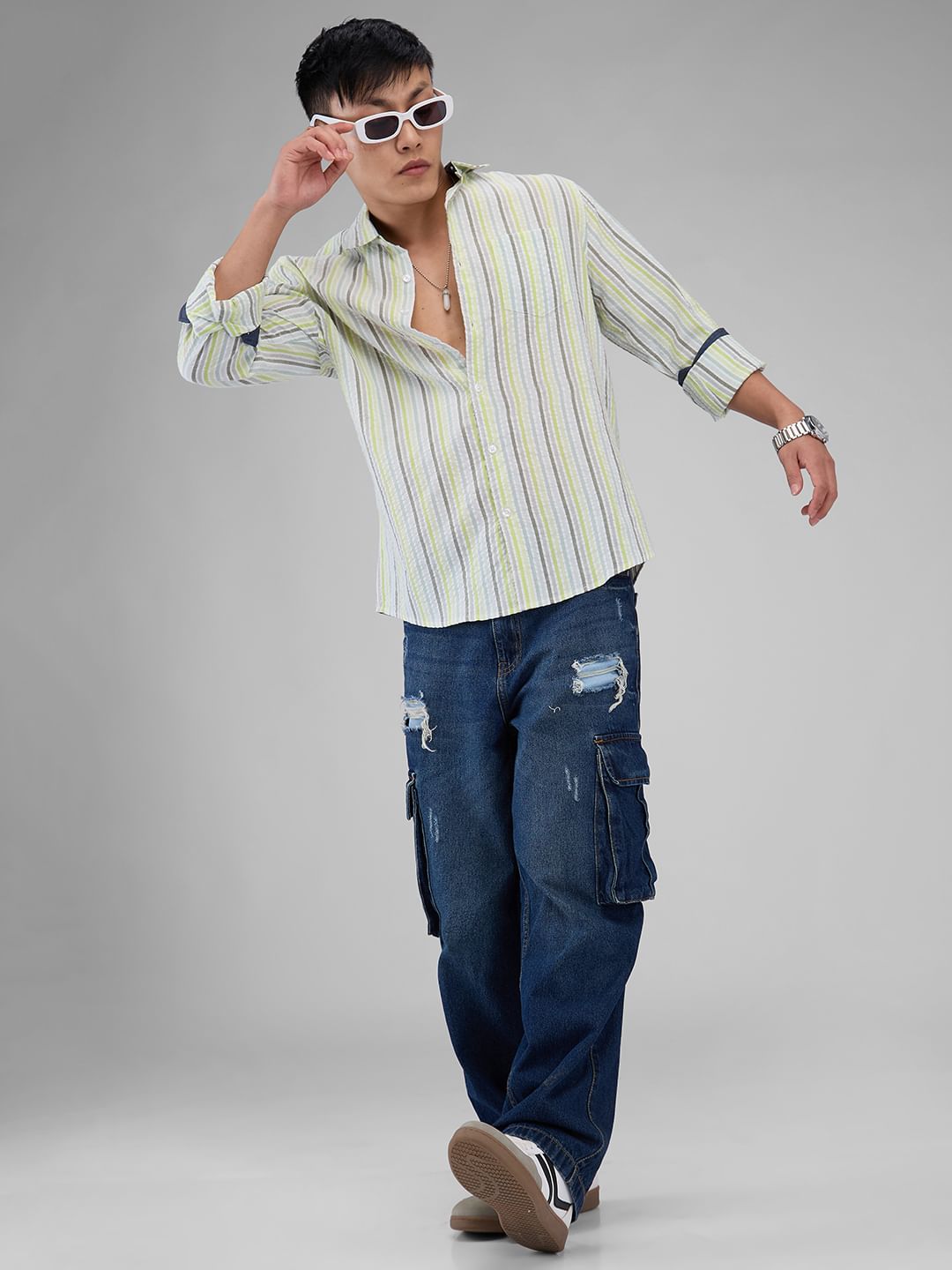 Multicolour Striped Seersucker Shirt