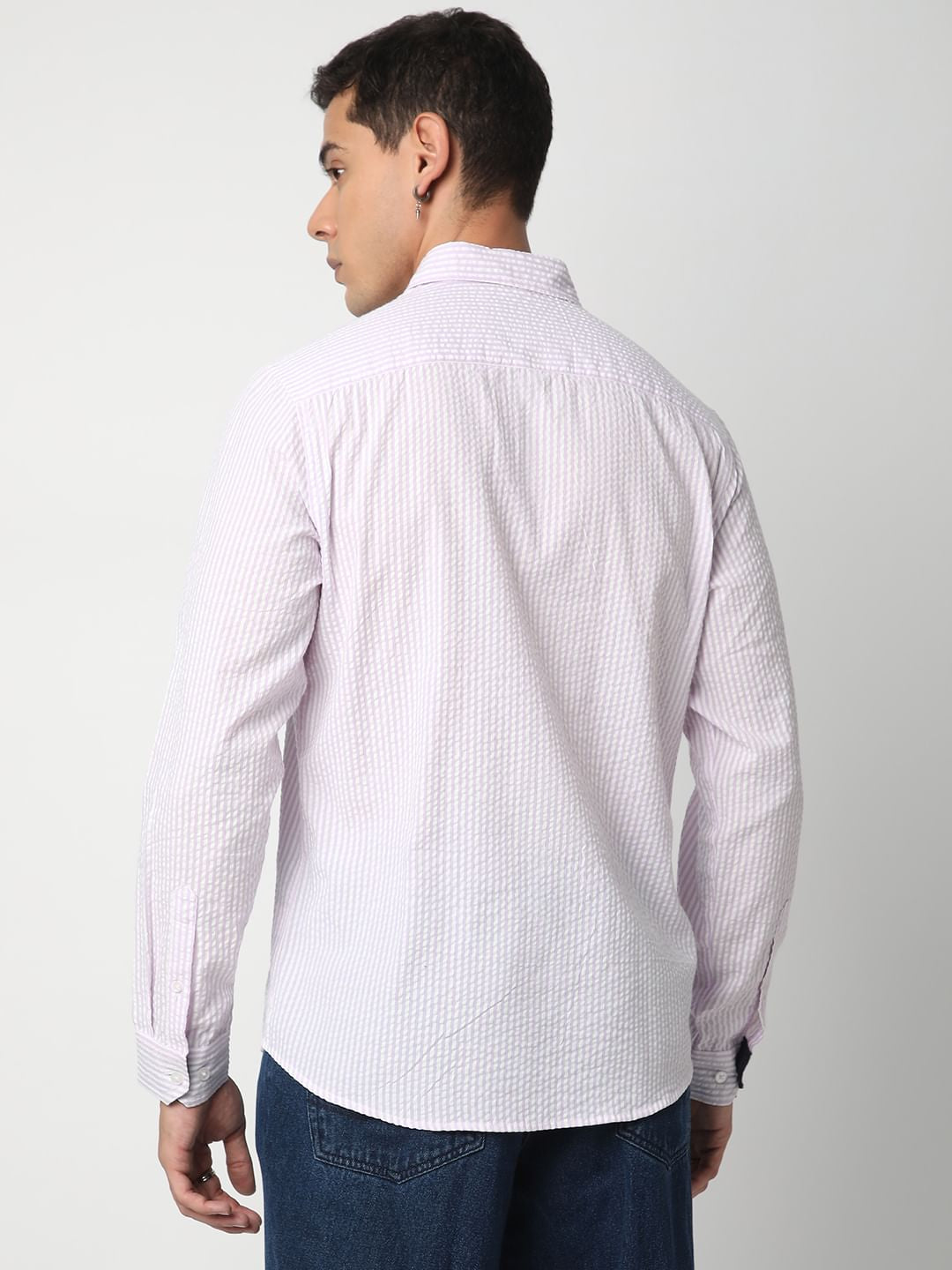 Lavender Striped Seersucker Shirt