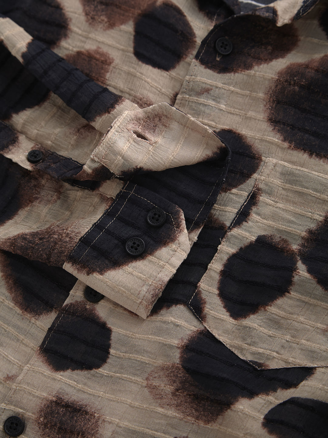 Beige Horizontal Dobby Striped Hawaiian Shirt