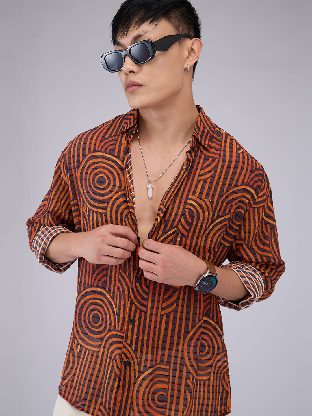 Phantasm Black Horizontal Dobby Striped Shirt