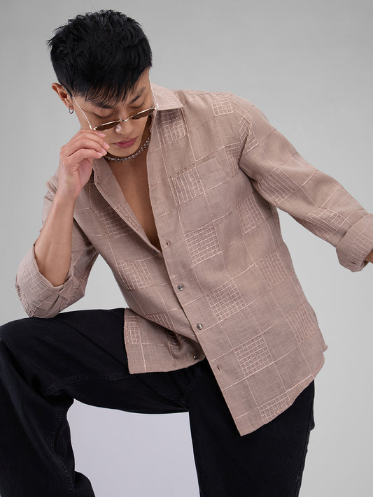 Chilean Pink Square Embroidered Shirt