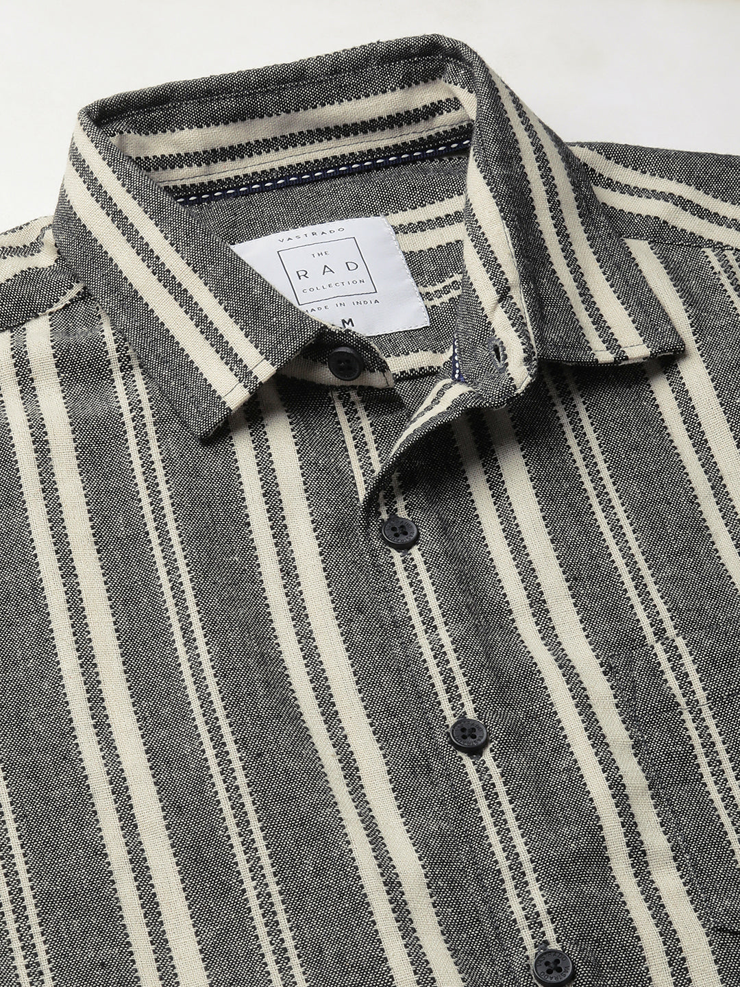 Black & Beige Vertical Striped Shirt