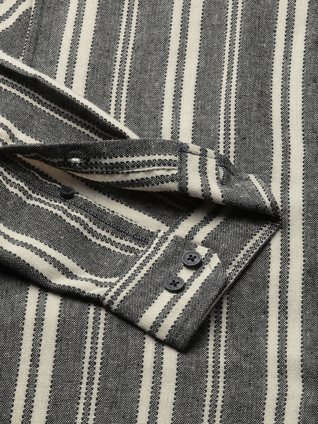 Black & Beige Vertical Striped Shirt