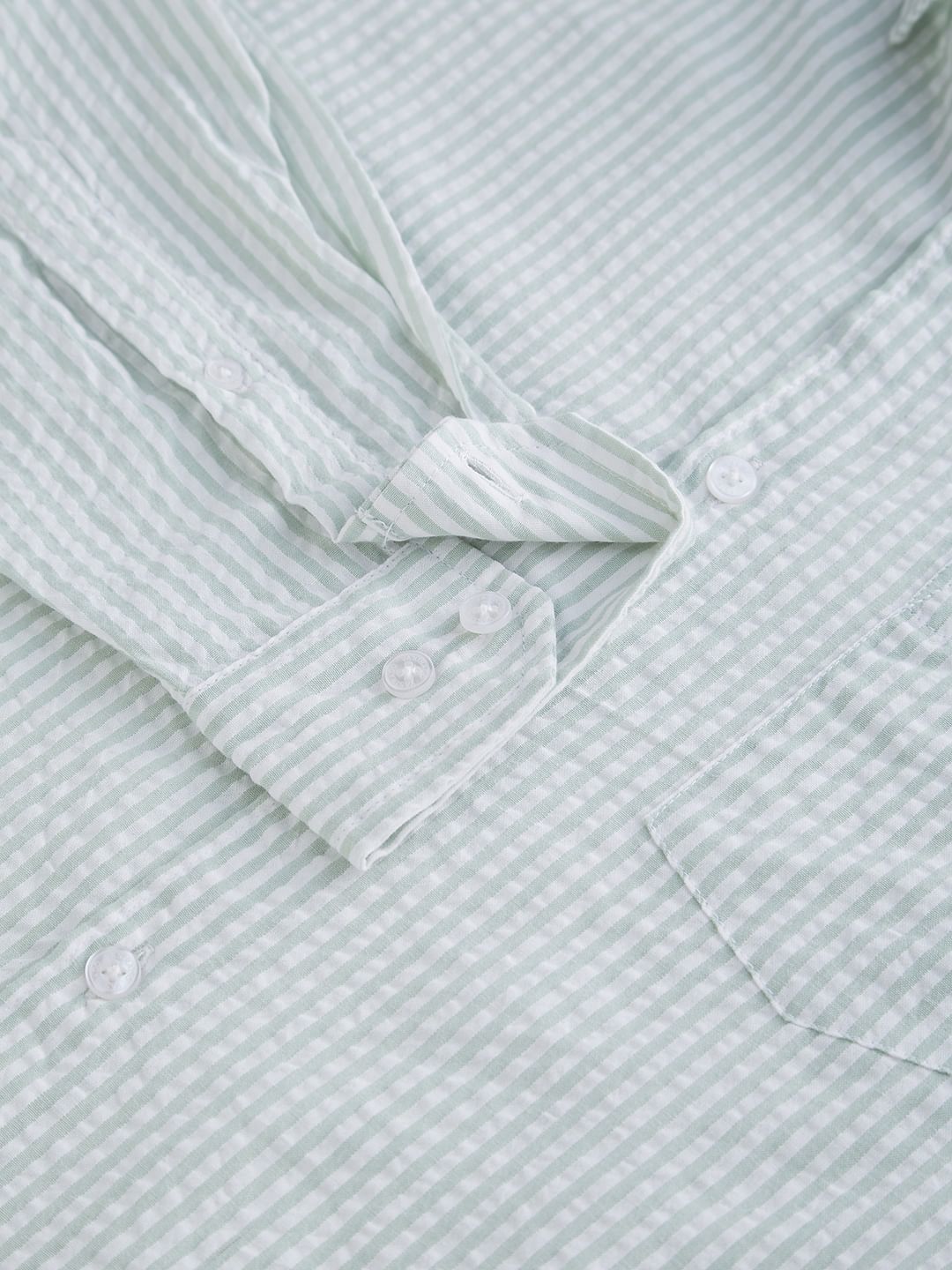 Mint Green Seersucker Striped Shirt