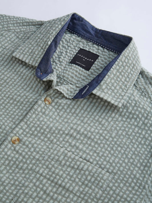 Olive Seersucker Striped Shirt