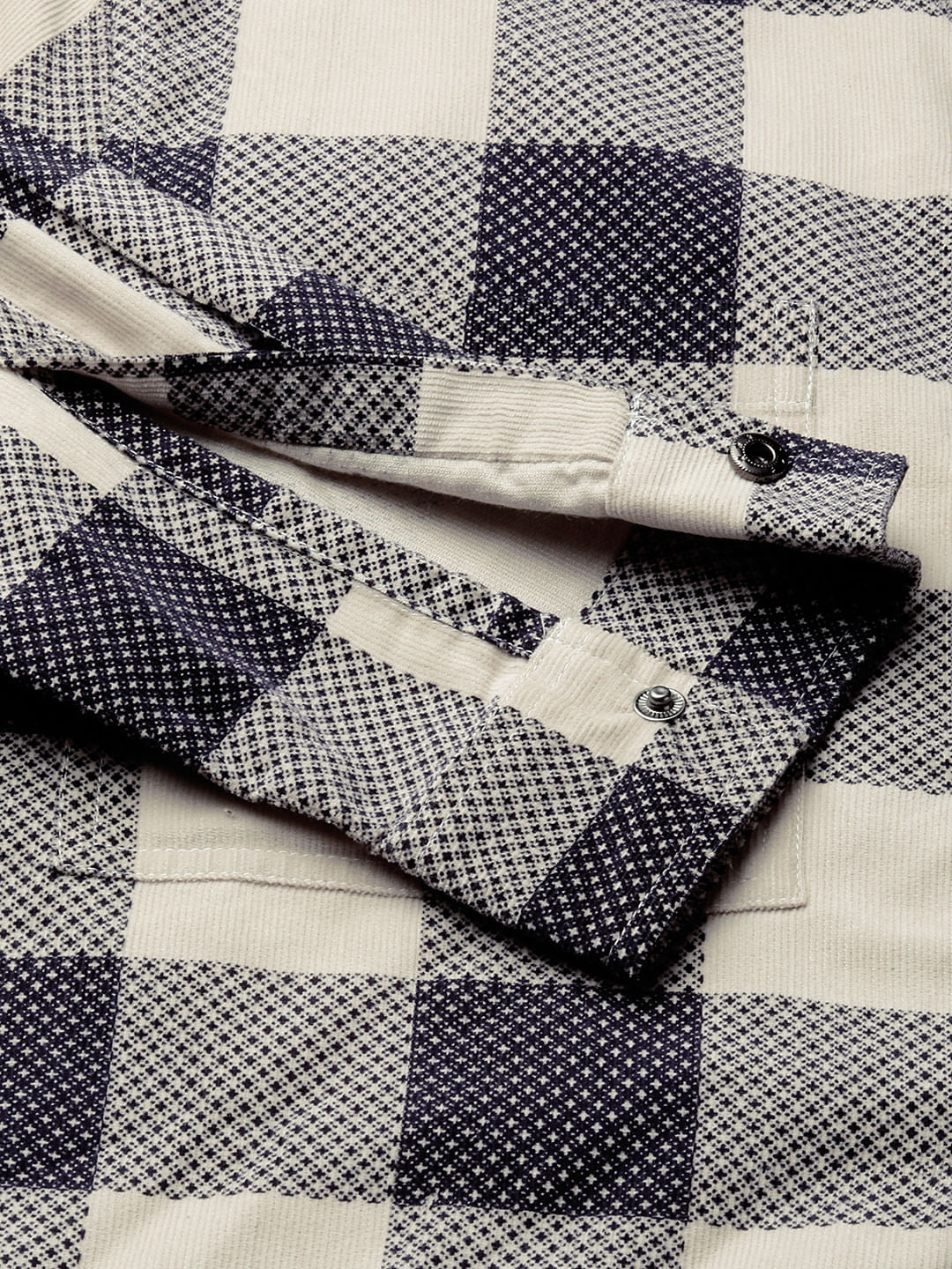 Dappled Bisque & Navy Double Pocket Corduroy Overshirt