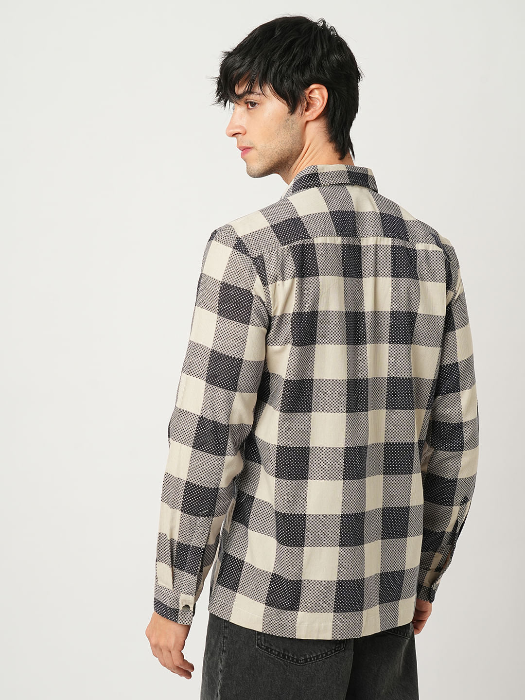 Dappled Bisque & Navy Double Pocket Corduroy Overshirt