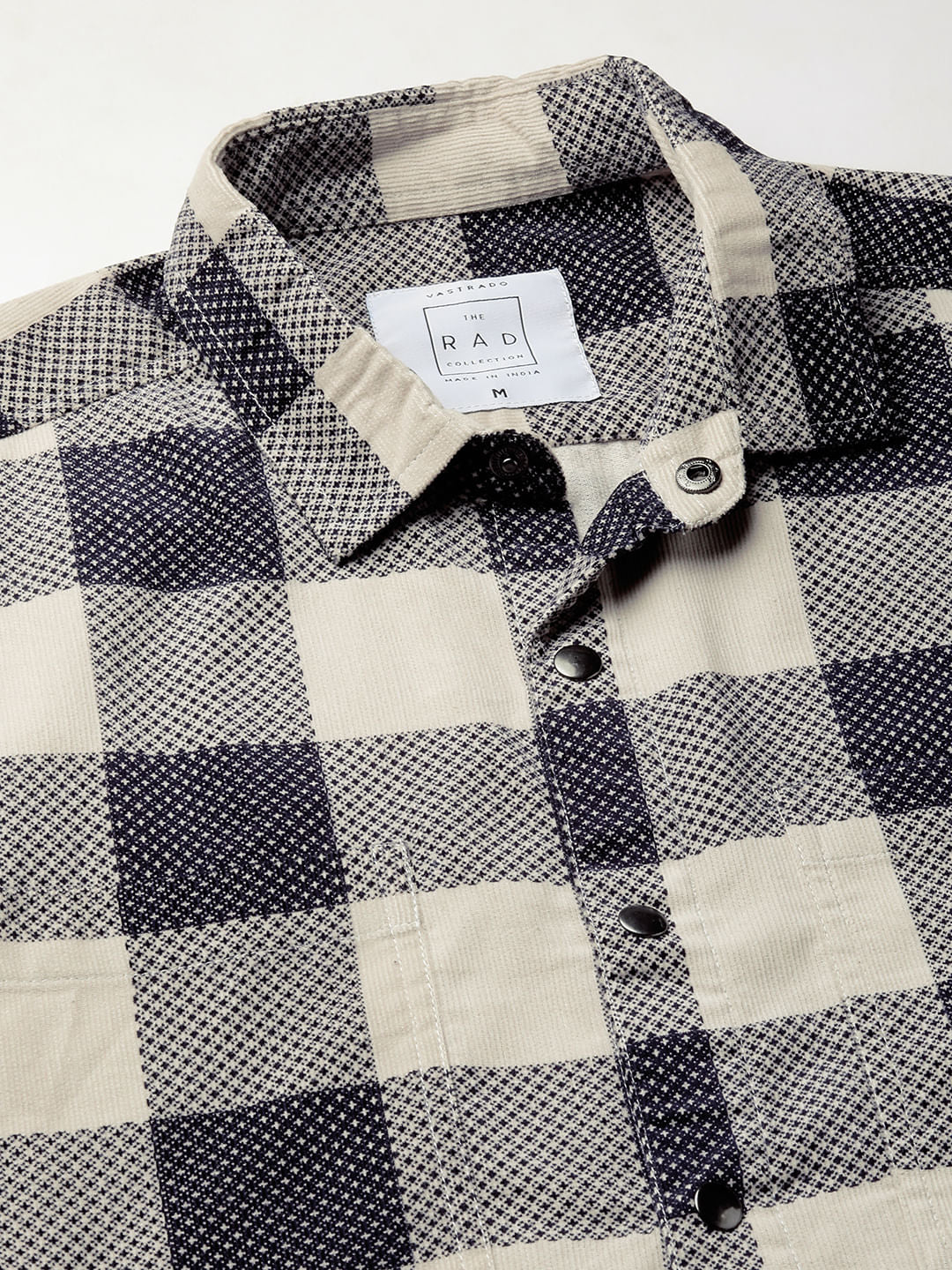 Dappled Bisque & Navy Double Pocket Corduroy Overshirt