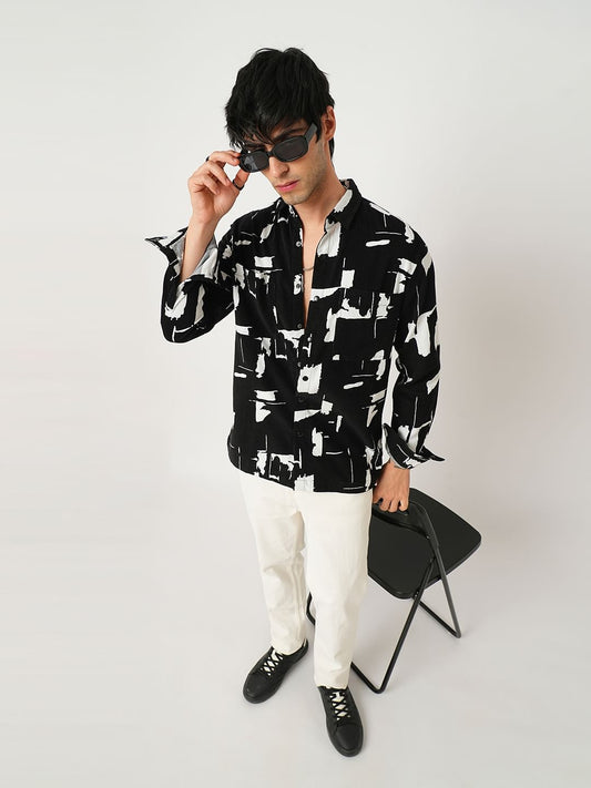 Artistic Achromatic Double Pocket Corduroy Shirt