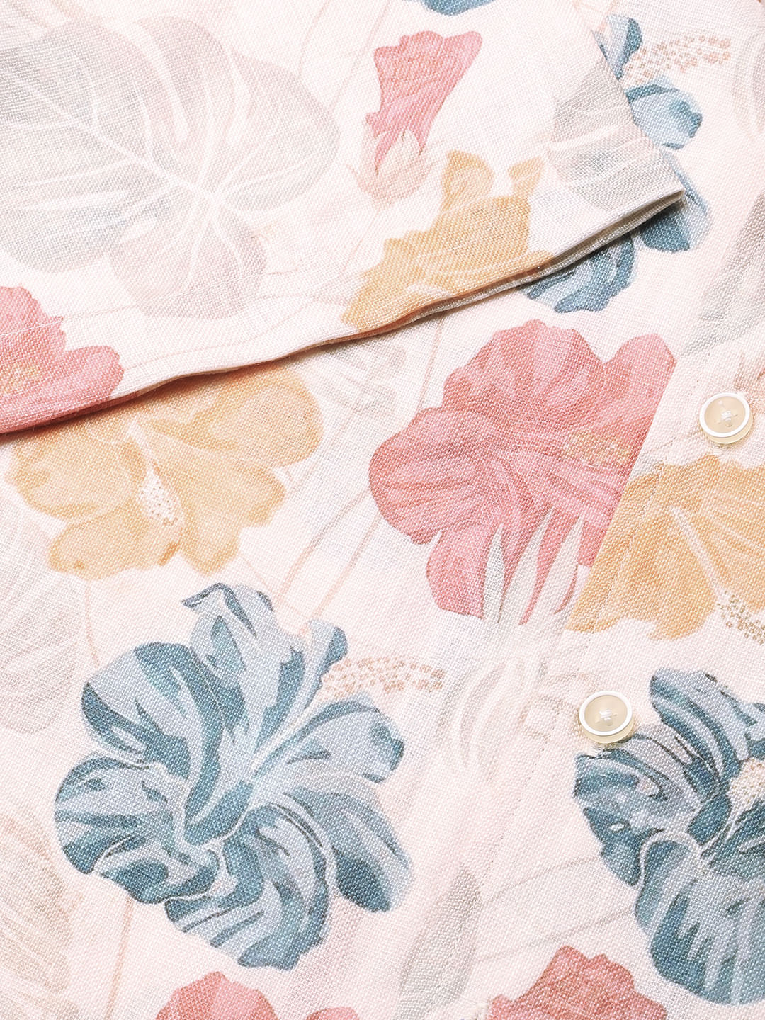 Sublime Artistic Floral Cream Oversized Shirt