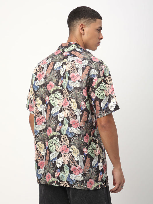 Multicolour Tropical Printed Oversized Shirt