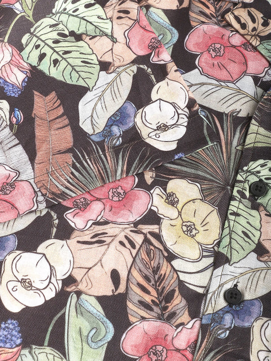 Multicolour Tropical Printed Oversized Shirt