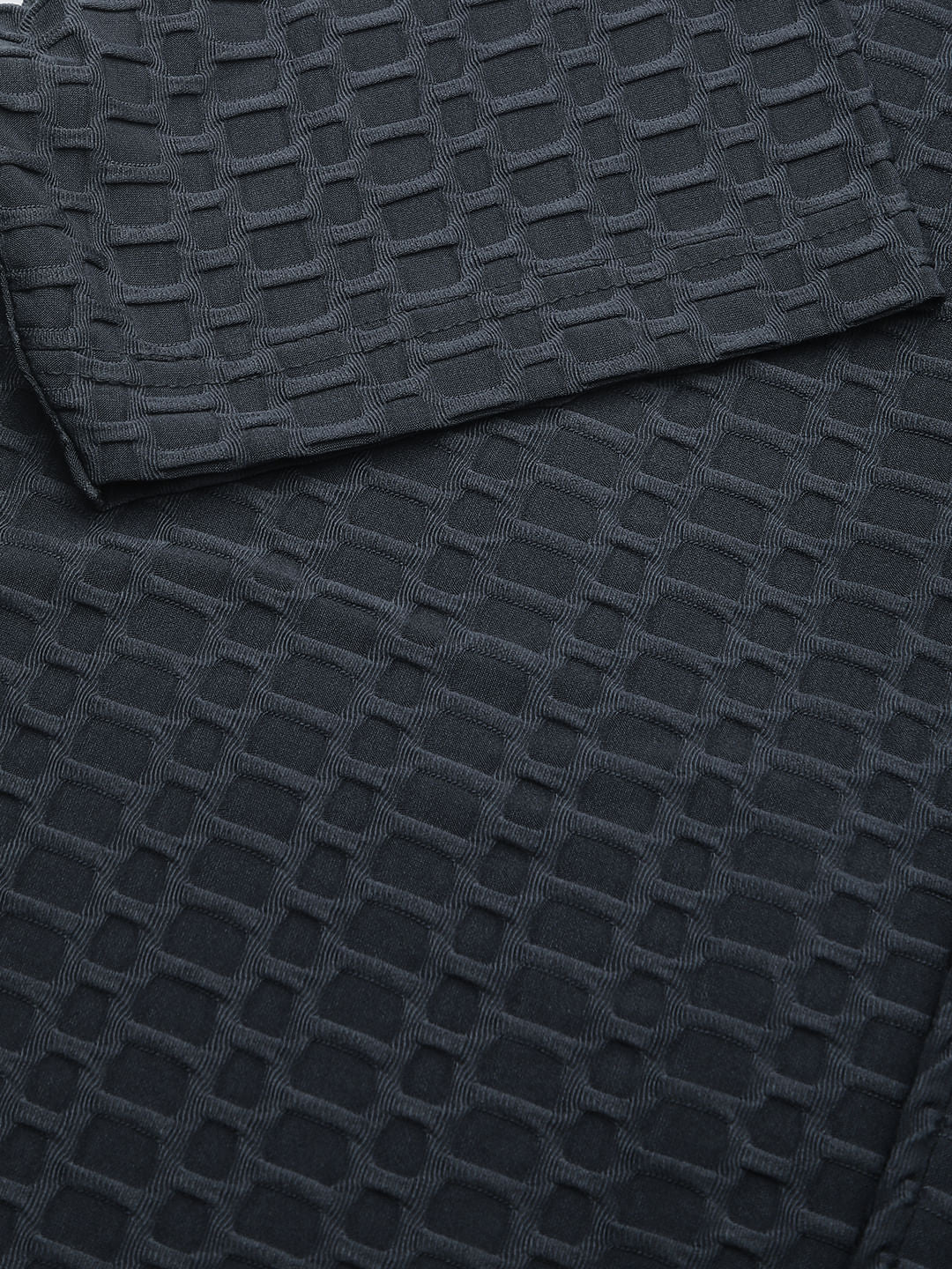Grey Honeycomb Textured Knitted Shirt