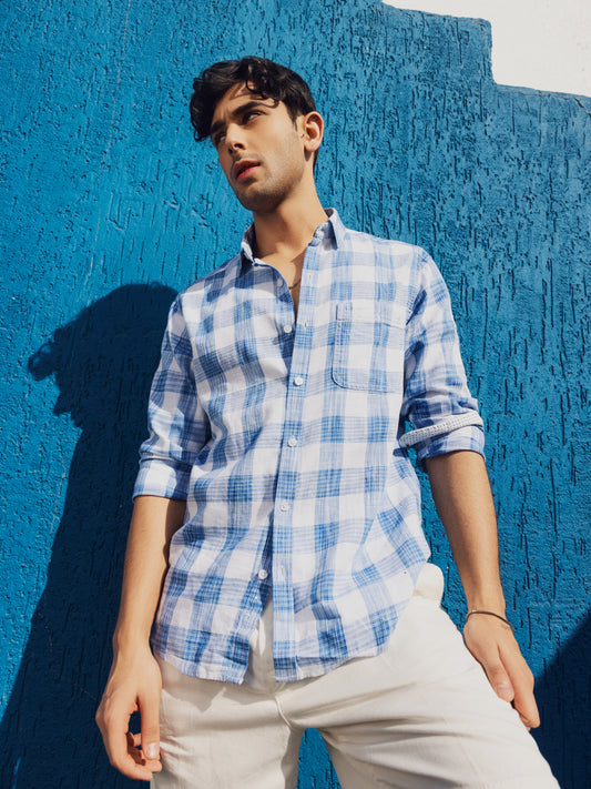 Suave Blue & White Box Checks Shirt